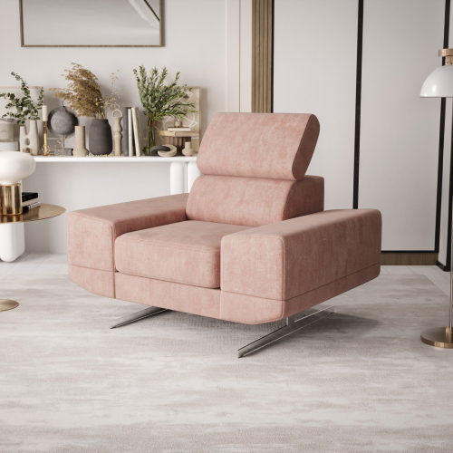 Milano Sessel 125 cm – Moderner Sessel mit verstellbarer Kopfstütze und T35+HR Schaum, Stoff Terra 61 - Rosa.png