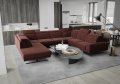 Fiore Max I Ecksofa 350x265 cm – Modernes XXL Ecksofa mit verstellbaren Kopfstützen, Stoff Terra
