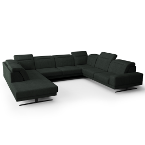 Fiore Max I Ecksofa 350x265 cm – Modernes XXL Ecksofa mit verstellbaren Kopfstützen, Stoff Moly 37 - Moosgrün