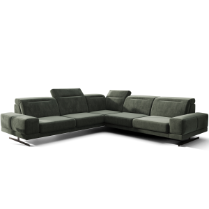 Ecksofa Fiore Max 265x265 cm mit T35 Schaum & Wellenfederung – modernes Ecksofa mit verstellbaren Kopfstützen, Terra 72 - Türkis