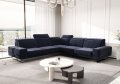 Ecksofa Fiore Max 265x265 cm mit T35 Schaum & Wellenfederung – modernes Ecksofa mit verstellbaren Kopfstützen, Terra