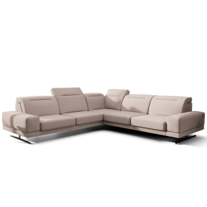 Ecksofa Fiore Max 265x265 cm mit T35 Schaum & Wellenfederung – modernes Ecksofa mit verstellbaren Kopfstützen, Gemma 04 - Beige