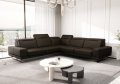 Ecksofa Fiore Max 265x265 cm mit T35 Schaum & Wellenfederung – modernes Ecksofa mit verstellbaren Kopfstützen, Echtleder