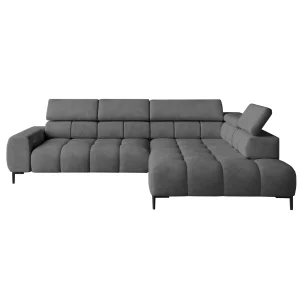 Ecksofa PLAZA L mit Relaxfunktion und Sitztiefenverstellung Elektrisch Dunkelgrau (Cloud 97)