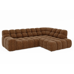 Campile L Ecksofa – Designer Eckcouch mit elektrischer Sitztiefenverstellung, modernes Sofa mit Steppung, 287 × 202 cm - Stoff Dress Me 10, Warmes Braun 