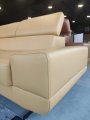 Ecksofa Milano II – Modernes Ecksofa mit verstellbaren Kopfstützen und hohen Metallfüßen, Links, Echtleder - Gelb