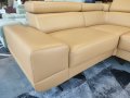 Ecksofa Milano II – Modernes Ecksofa mit verstellbaren Kopfstützen und hohen Metallfüßen, Links, Echtleder - Gelb