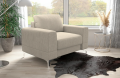Ecksofa Leder ARIA MAX Ledersofa L-Form 250×250 Schlaffunktion und Bettkasten - Rechts, Over The Horizon 08 + Sessel