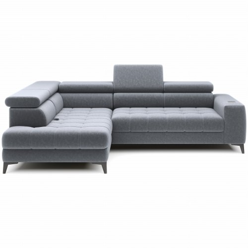 Ecksofa ASTOLA Schlaffunktion Relaxfunktion Bettkasten ausziehbare Rückenlehne Hellgrau (Lounge 18)