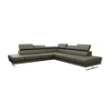 Ecksofa EMPORIO MAX Ledersofa 300×300 cm verstellbare Kopfstützen, Schwarz K-70