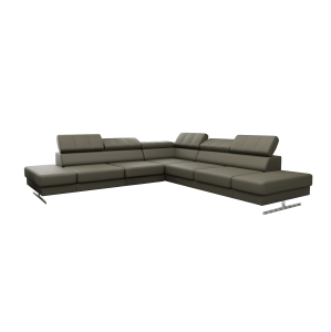 Ecksofa EMPORIO MAX 300×300 cm aus Leder – mit verstellbaren Kopfstützen & hohen Designfüßen, Dunkelgrün (L-05)