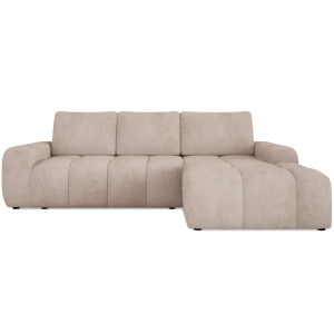 MAILO S Ecksofa mit Schlaffunktion & Bettkasten | modern, bequem für Ihr Wohnzimmer - Stoff Vibe 06, Beige