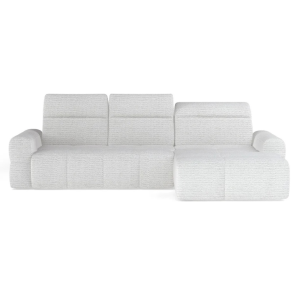 MATEO S – Ecksofa mit Schlaffunktion und Relax, Aufbewahrungsbox, verstellbare Kopfstützen, Stoff Artico - Nata, Creme 