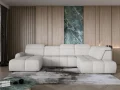 MATEO XL – Ecksofa mit Schlaffunktion und Relax, Aufbewahrungsbox, verstellbare Kopfstützen, Stoff Artico - Nata, Creme