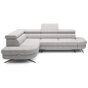 OTIS L Ecksofa mit Schlaffunktion und Bettkasten – modernes Design & Komfort 276x218 cm - Stoff Aurora 15, Hellgrau