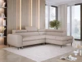 RAYO L – funktionales Ecksofa mit Delfin-Schlaffunktion, geräumigem Bettkasten und verstellbaren Kopfstützen - Beige