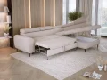 RAYO L – funktionales Ecksofa mit Delfin-Schlaffunktion, geräumigem Bettkasten und verstellbaren Kopfstützen - Beige