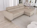 RAYO S – funktionales Ecksofa mit Delfin-Schlaffunktion, geräumigem Bettkasten und verstellbaren Kopfstützen