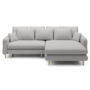 SALLY Ecksofa mit Schlaffunktion DL & Bettkasten – Komfortables Schlafsofa 269 cm – Stoff Sorella 03, Ecru / Hellbeige