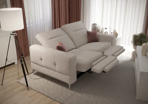 Malibu Relax II 2-Sitzer mit elektrischer Relaxfunktion und verstellbaren Kopfstützen, Stoff Gemma 80