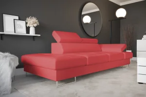 Ledersofa GALAXY II CHAISELONGUE Leder Couch verstellbare Kopfstützen 235 cm - Rot