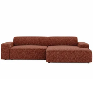 Ecksofa NUBE S – Modernes Design mit elektrischer Sitztiefenverstellung | 286x171 cm - Kupferrot