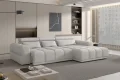 Ecksofa Panama S mit elektrischer Sitztiefenverstellung und verstellbaren Kopfstützen - Stoff Kansas