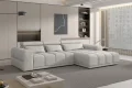 Ecksofa Panama S mit elektrischer Sitztiefenverstellung und verstellbaren Kopfstützen - Stoff Kansas