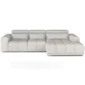 Ecksofa Panama S mit elektrischer Sitztiefenverstellung und verstellbaren Kopfstützen - Stoff Kansas 11, Silver Grau.png