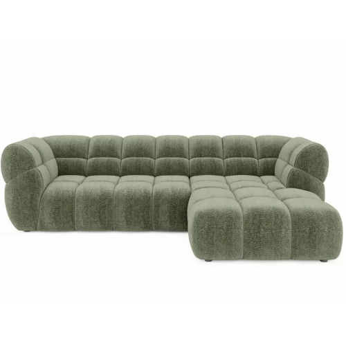 Ecksofa PHANTOM mit elektrischer Sitztiefenverstellung und exklusiver Steppung - Stoff Dress Me 26, Olivgrün.png