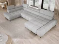 Ecksofa SANTO XL mit elektrischer Sitztiefenverstellung & verstellbaren Kopfstützen – Stoff Artico 20