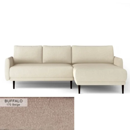 Ecksofa SOHO S mit Schlaffunktion, Rückenkissen lose, modernem Design und Bettkasten - RECHTS, Bufallo 170  Natürliche Beine  Sofort verfügbar.png