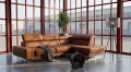 Milano I Ecksofa 270x180 cm – Modernes Ecksofa mit verstellbaren Kopfstützen, Echtleder L-6 - Ziegel