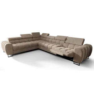 Ecksofa Aspen Max Relax 330×260 cm mit Schlaffunktion & Relax, NOEL 06 - verstellbare Kopfstützen - Liegefläche 117x190 cm, Beige (Noel 06)