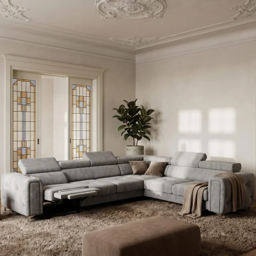 Ecksofa Orion I Relax mit Schlaffunktion und verstellbaren Kopfstützen im Glamour-Stil - Stoff Terra 88, Grau.jpg