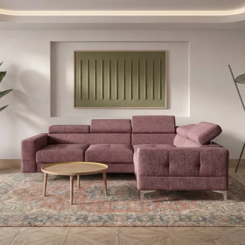 Ecksofa Toscania 250x180 cm mit Schlaffunktion und verstellbaren Kopfstützen auf hohen Beinen, Stoff Aragon 69 - Altrosa.jpg