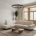 Ecksofa Fiore 265 × 220 cm mit verstellbaren Kopfstützen und T35-Schaum – Stoff Aragon 03, Creme - Links.jpg