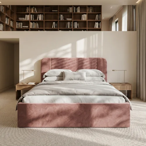 Polsterbett Venezia mit Bettkasten und abgerundetem Kopfteil im Samt Magic Velvet - Rosa 2258.jpg