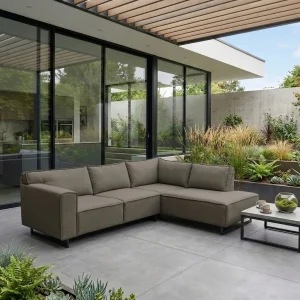 JACK Outdoor Ecksofa wetterfest modern mit wasserabweisender Polsterung, Olivgrau