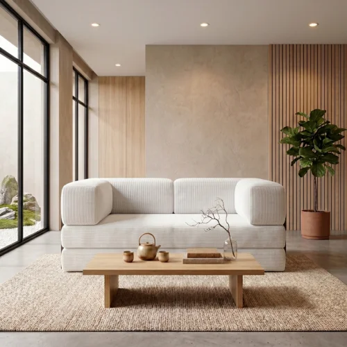 3-Sitzer Sofa Edi mit Schlaffunktion 200x200 cm, mit modernem Metallrahmen – haustierfreundlicher Poso-Stoff 100, Creme.jpg