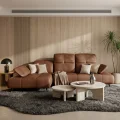 Ecksofa Bergamo Echtleder 280x180 cm mit verstellbarer Sitztiefe, verstellbare Kopfstützen moderne Metallbeine - luxuriöses Madras - K8 Braun - Links.jpg