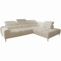 Ecksofa PLAZA L mit elektrischer Sitztiefenverstellung, verstellbaren Kopfstützen & Rückenlehnen – Bouclé, Quelle 05- Beige
