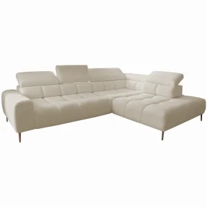 Ecksofa PLAZA L mit elektrischer Sitztiefenverstellung, verstellbaren Kopfstützen & Rückenlehnen – Bouclé, Quelle 05 | Rechts | Sofort verfügbar