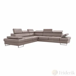 Ecksofa Echtleder GALAXY MAX 280x280 cm – Ledersofa L-Form mit Schlaffunktion & Bettkasten, Beige (U-18)