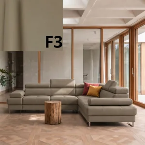 Ecksofa Galaxy MAX 280×280 cm mit Schlaffunktion, Verstellbare Kopfstützen und Bettkasten - F3 + Schlaffunktion Leder f3 | Schwarz Beine