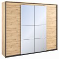 Kleiderschrank QUANT 5 Kleiderstange 3 Türen Regale Spiegel LED-Beleuchtung