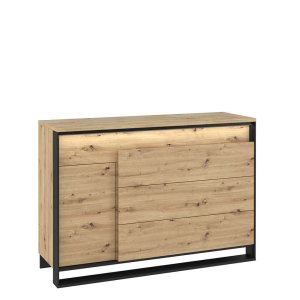 Kommode QUANT SALON 8 Schubladen, Schrank mit Türen und LED-Beleuchtung