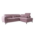 Ecksofa NOBLE mit Schlaffunktion, Bettkasten und 5 verstellbaren Kopfstützen - Rosa