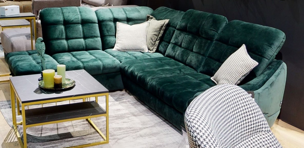Ecksofa mit Schlaffunktion Flaschengrun