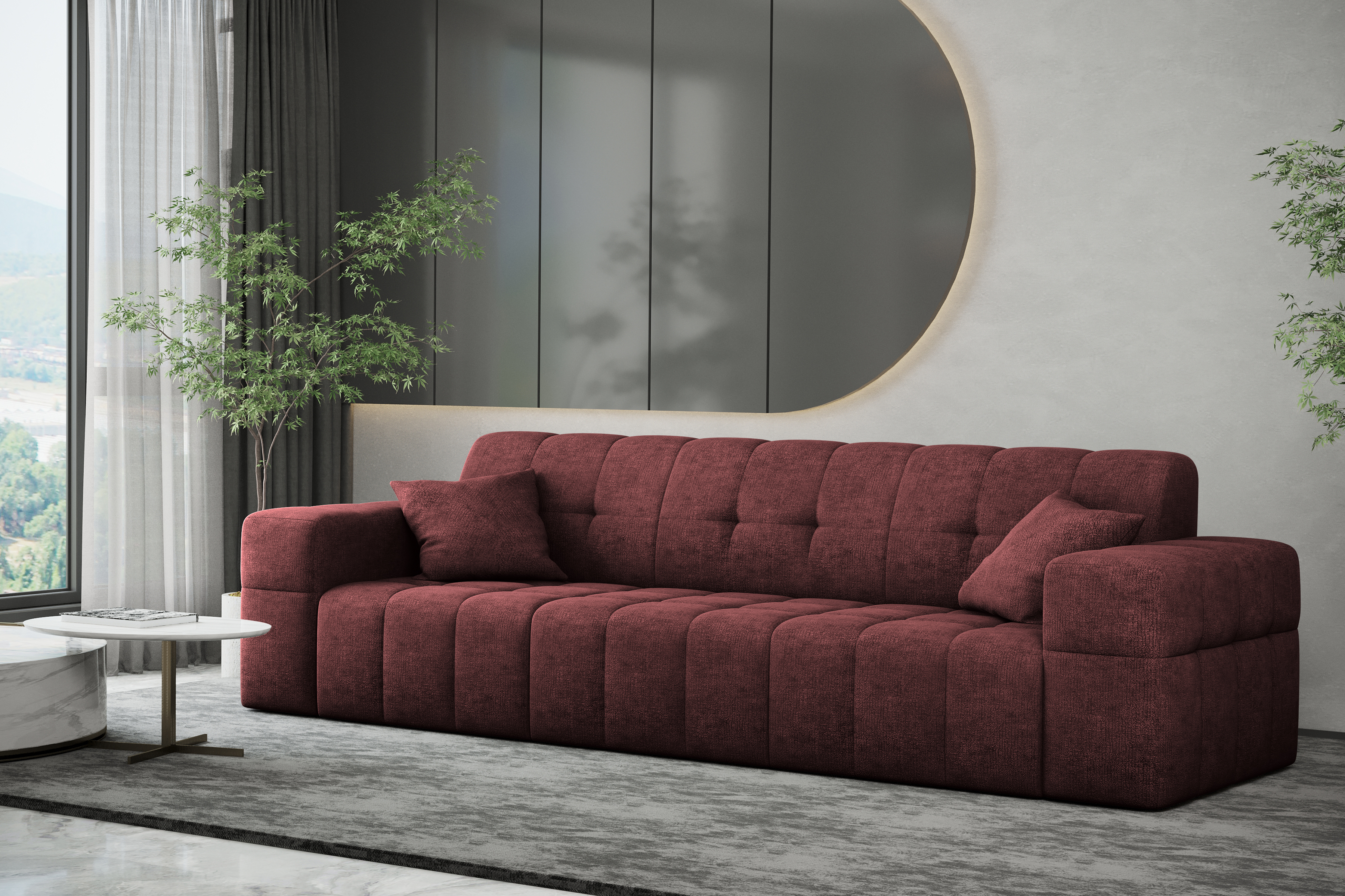 Sofa 3-Sitzer Balia Weinrot